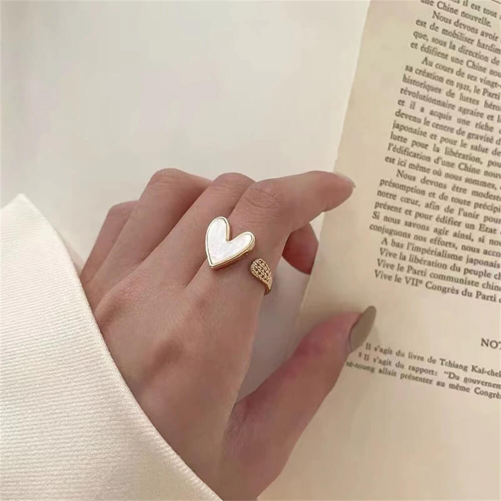 Modern White Heart Ring