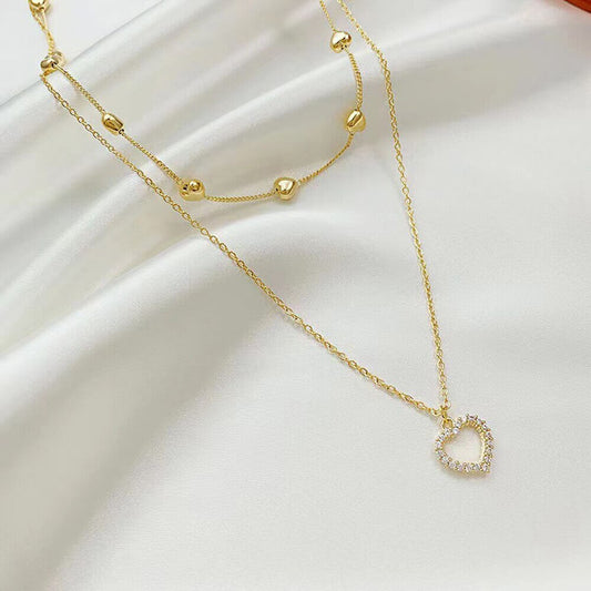 Golden Hearts Layered Necklace