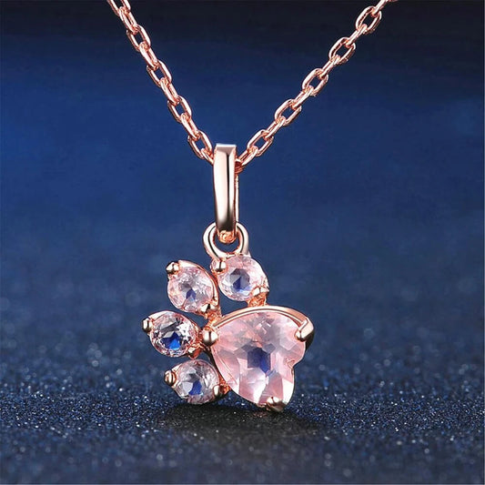 Crystal Paw Print Necklace